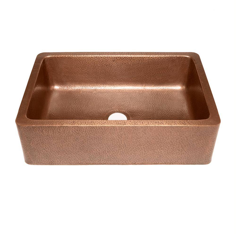 SINKOLOGY Adams 33 in. Farmhouse Single Bowl 16 Gauge Antique Copper Kitchen Sink K1A-1004ND