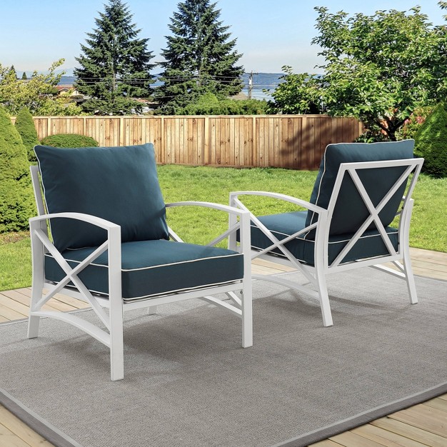 Kaplan 2pc Outdoor Accent Chairs Navy white Crosley