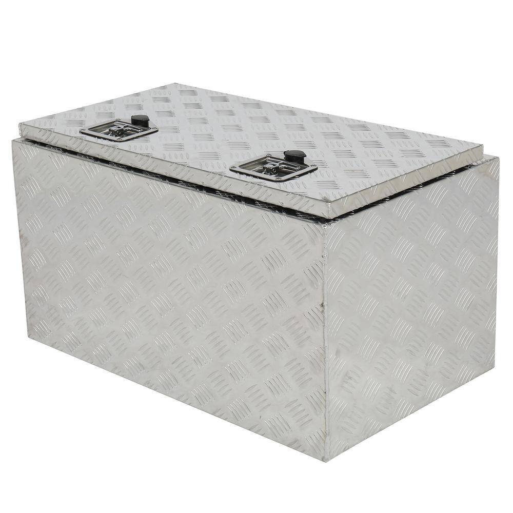 Karl home 30 in. Silver Diamond Plate Aluminum Underbody Truck Tool Box Double Lock with Key 667585648302