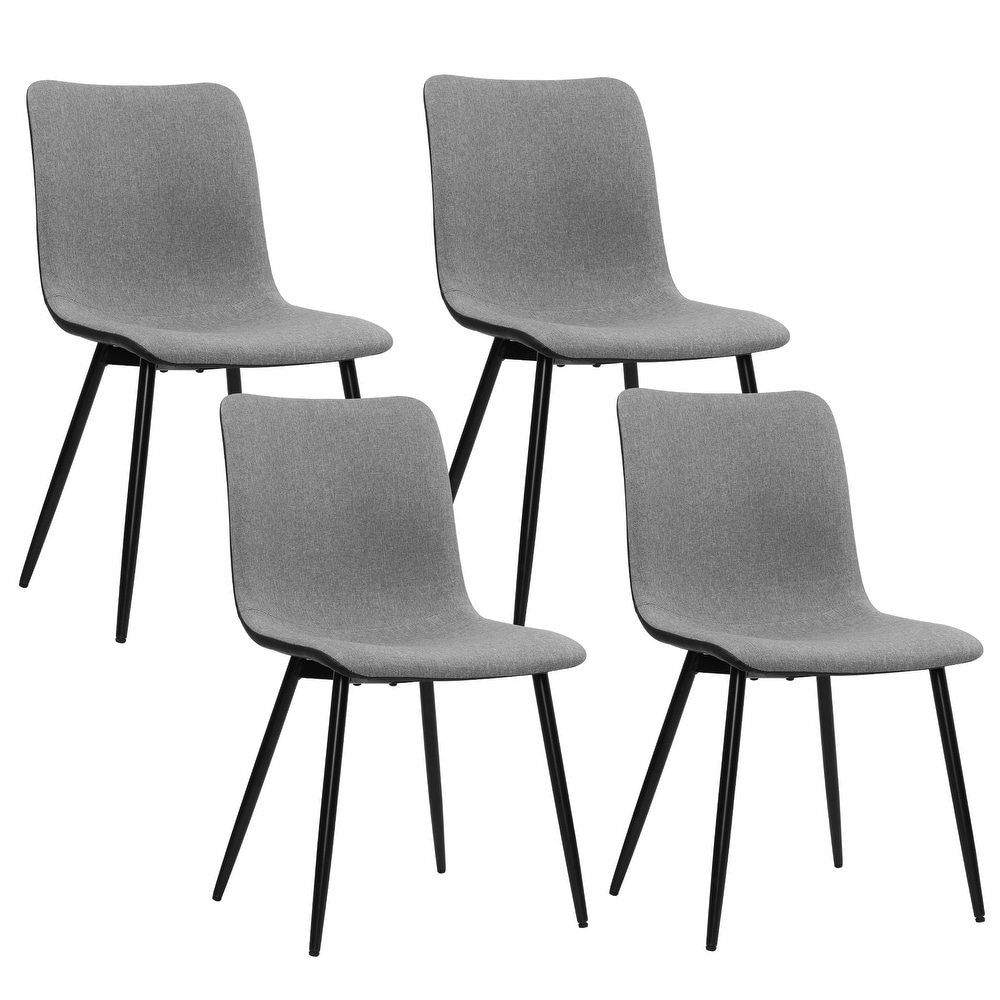 Dining Chairs set of 4 Mid century Modern Industrial Fabric Side Chairs  Grey