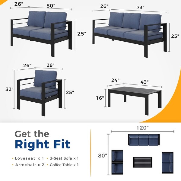 Royalcraft 5 Piece Aluminum Outdoor Sectional Seating Group