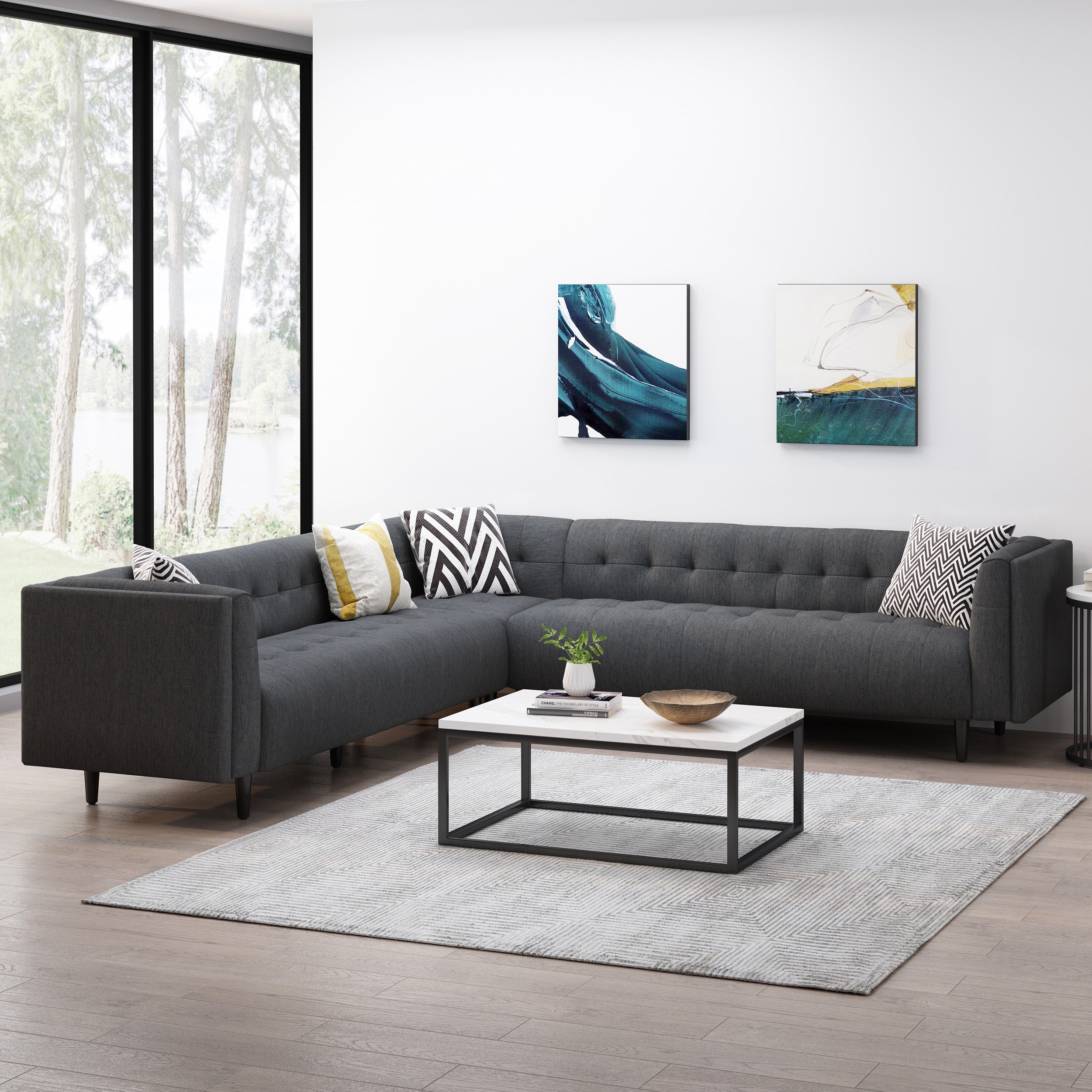 Konnor Contemporary Upholstered 3 Piece Sectional Sofa Set