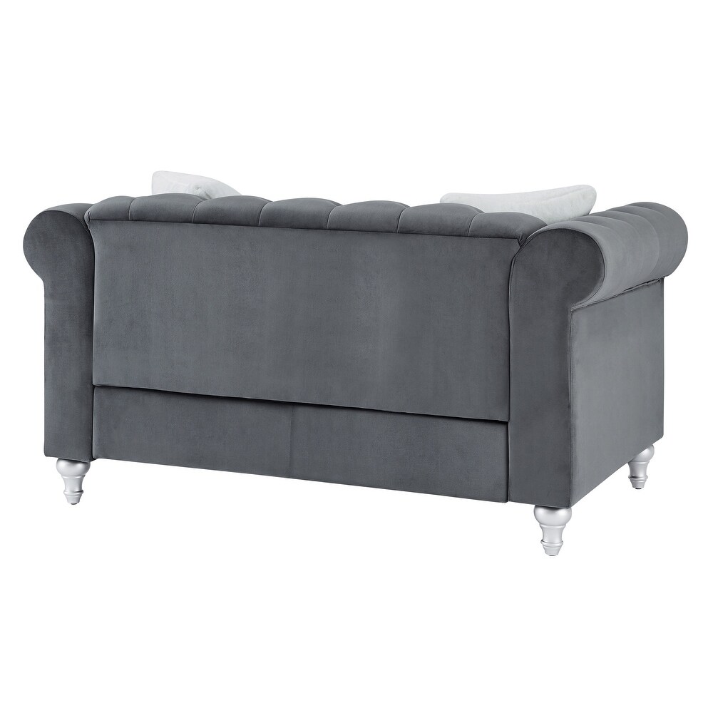Raisa Microsuede Velvet Tufted Loveseat