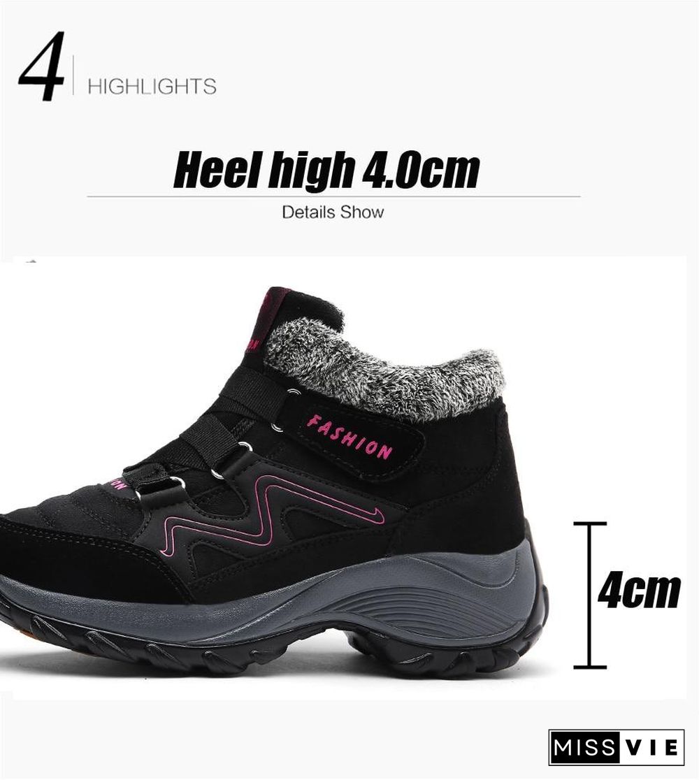 Winter women snow boots women warm push ankle boots high wedge waterproof boots rubber hiking boots shoes