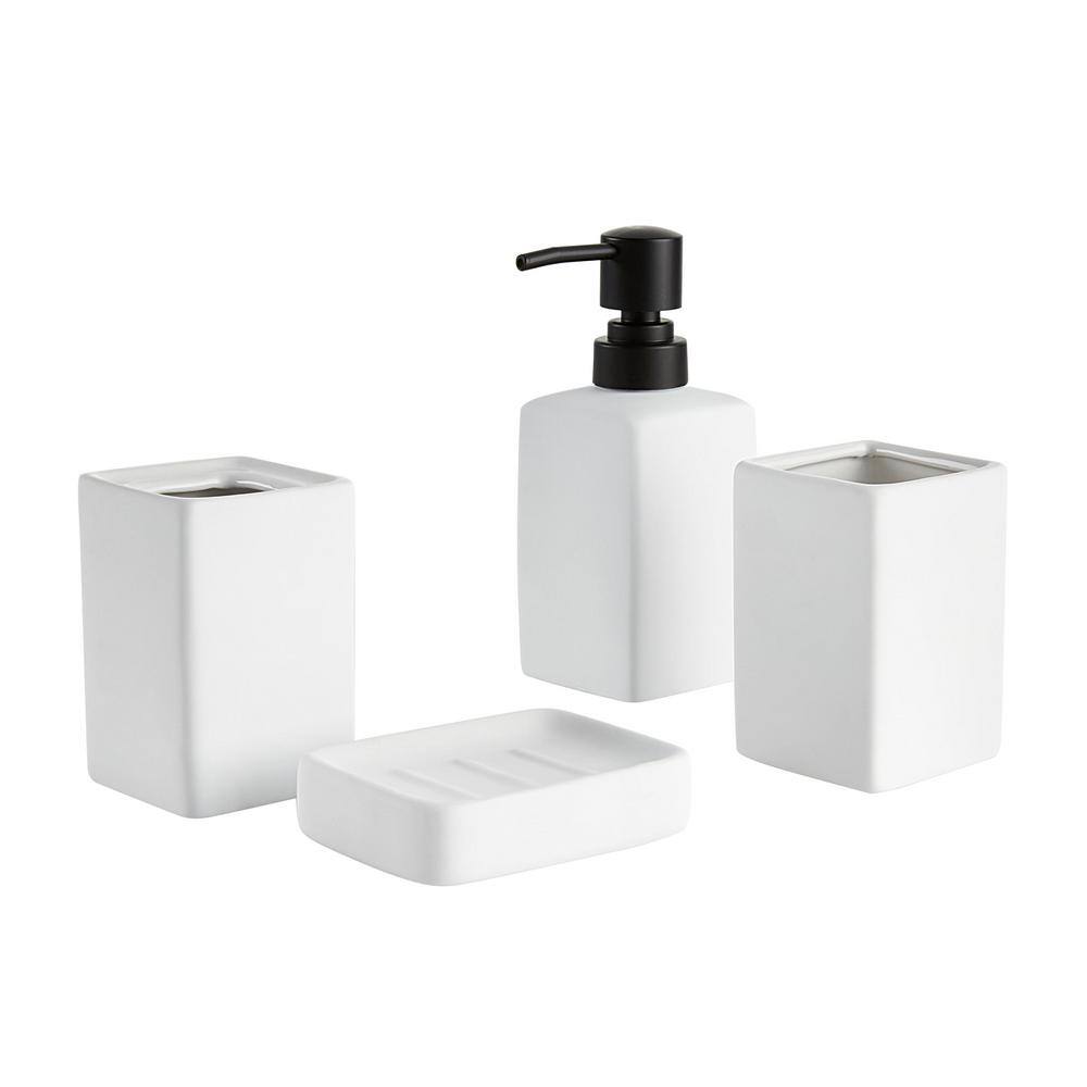 Home Basics Loft 4-Piece Bath Accessory Set in White BA41878