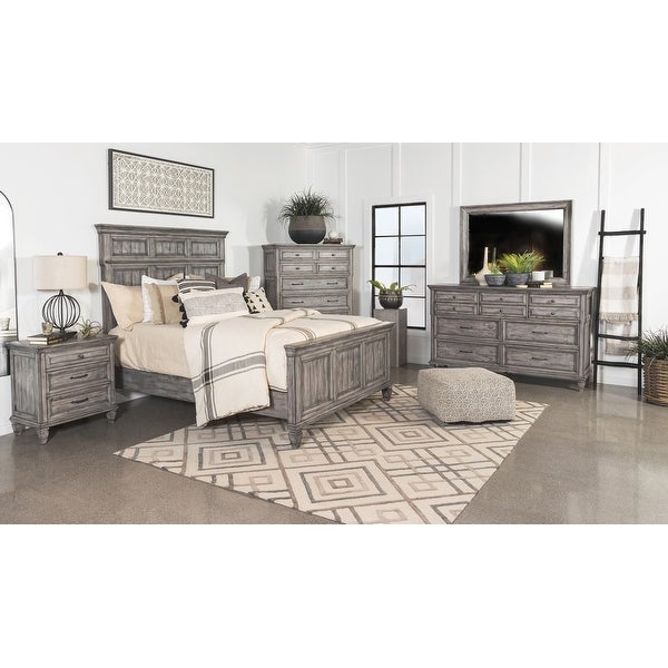 Hutchinson Grey 3-piece Panel Bedroom Set - - 36964679