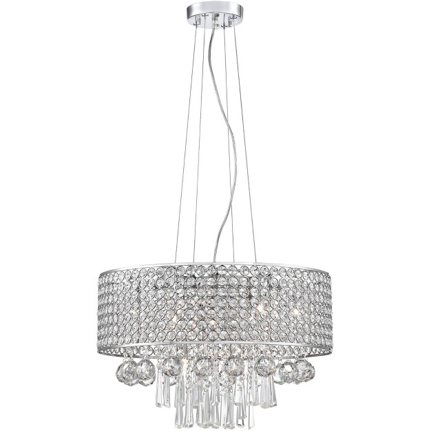 Wide Modern Beaded Crystal Drum Shade 9 light Fixture For Dining Room House Foyer Kitchen Island