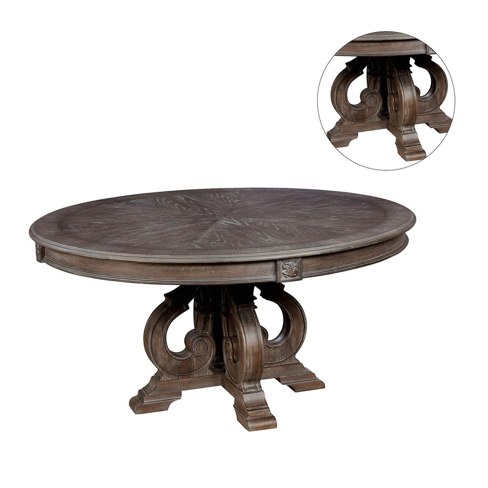 Wood Round Dining Table in Rustic Natural Tone   Rustic Natural Tone