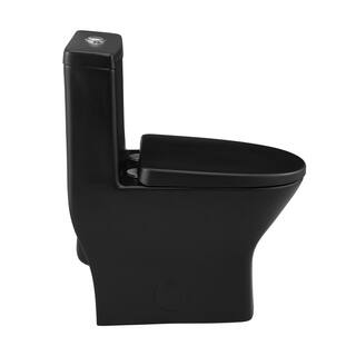 Swiss Madison Sublime II 1-Piece 1.11.6 GPF Toilet Dual Flush Round Toilet in Matte Black Seat Included SM-1T257MB