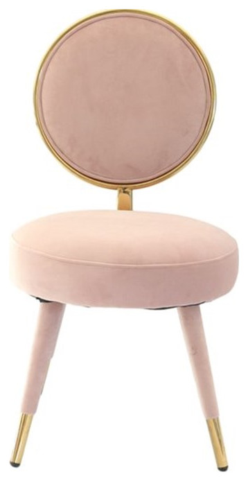 Modrest Haswell Velvet  ampMetal Upholstered Accent Chair in Pink (Set of 2)   Midcentury   Dining Chairs   by Homesquare  Houzz