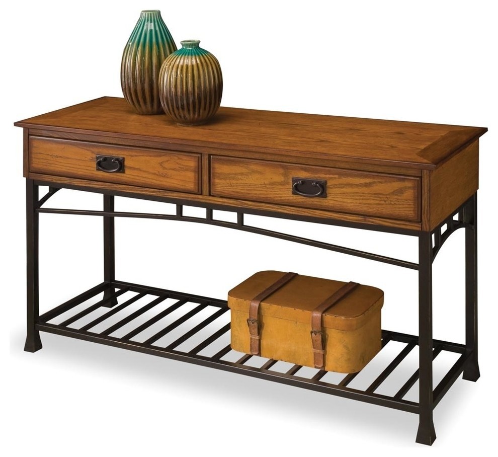 Homestyles Modern Craftsman Wood Console Table in Brown   Industrial   Console Tables   by Home Styles Furniture  Houzz