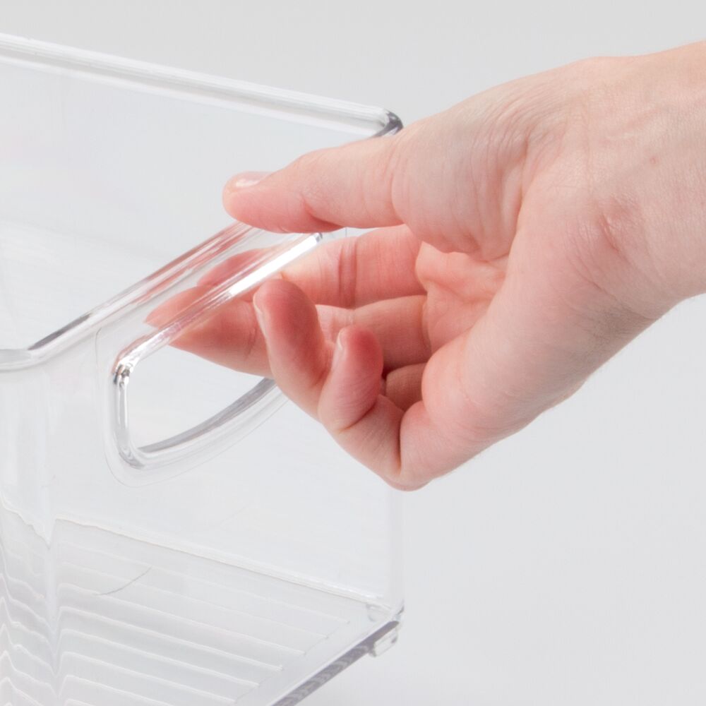 mDesign Plastic Organizer Bin w/ Handles for Kitchen， Pantry Shelf Organization; Cabinet， Refrigerator， Freezer， Fridge， Food Storage for Fruit， Yogurt， Snacks， Dry Pasta - 6 Wide - 2 Pack - Clear