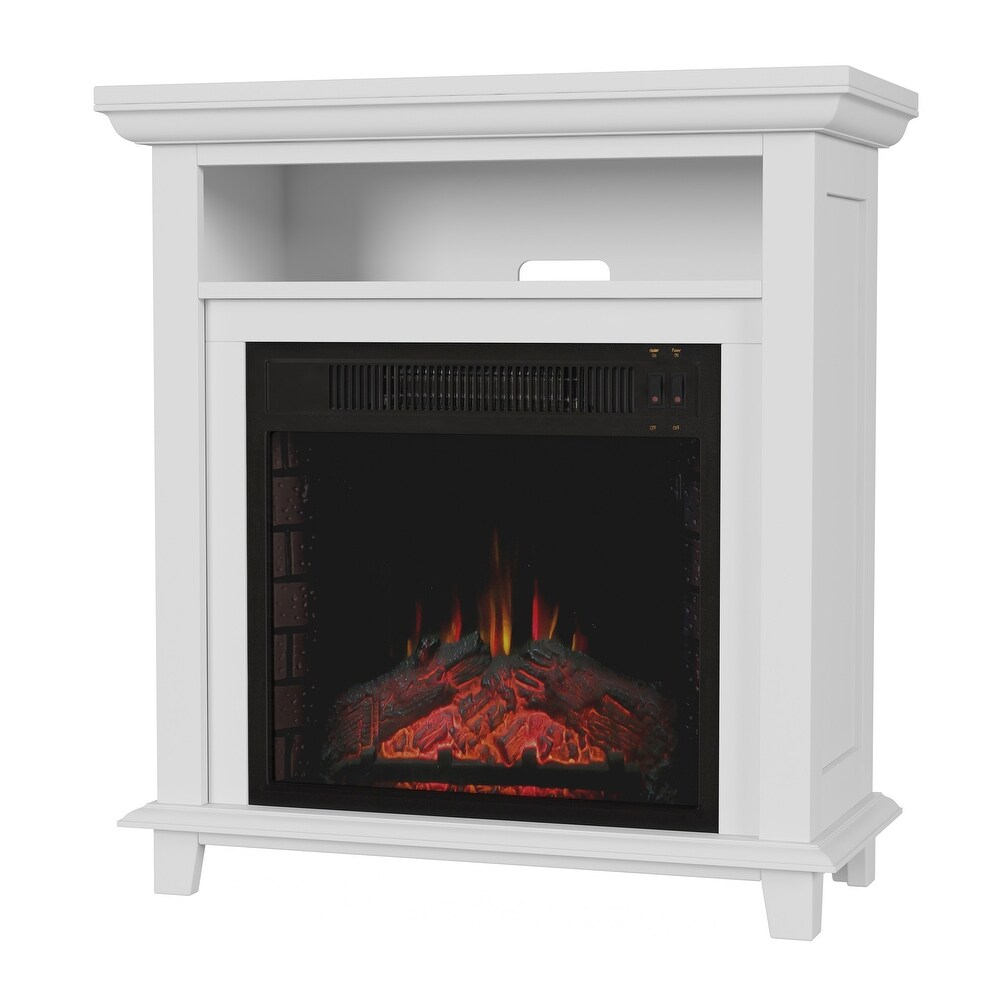 Copper Grove Siavonga Electric Fireplace TV Stand with Faux Logs and LED Flames   27 x 12.4 x 29   27 x 12.4 x 29