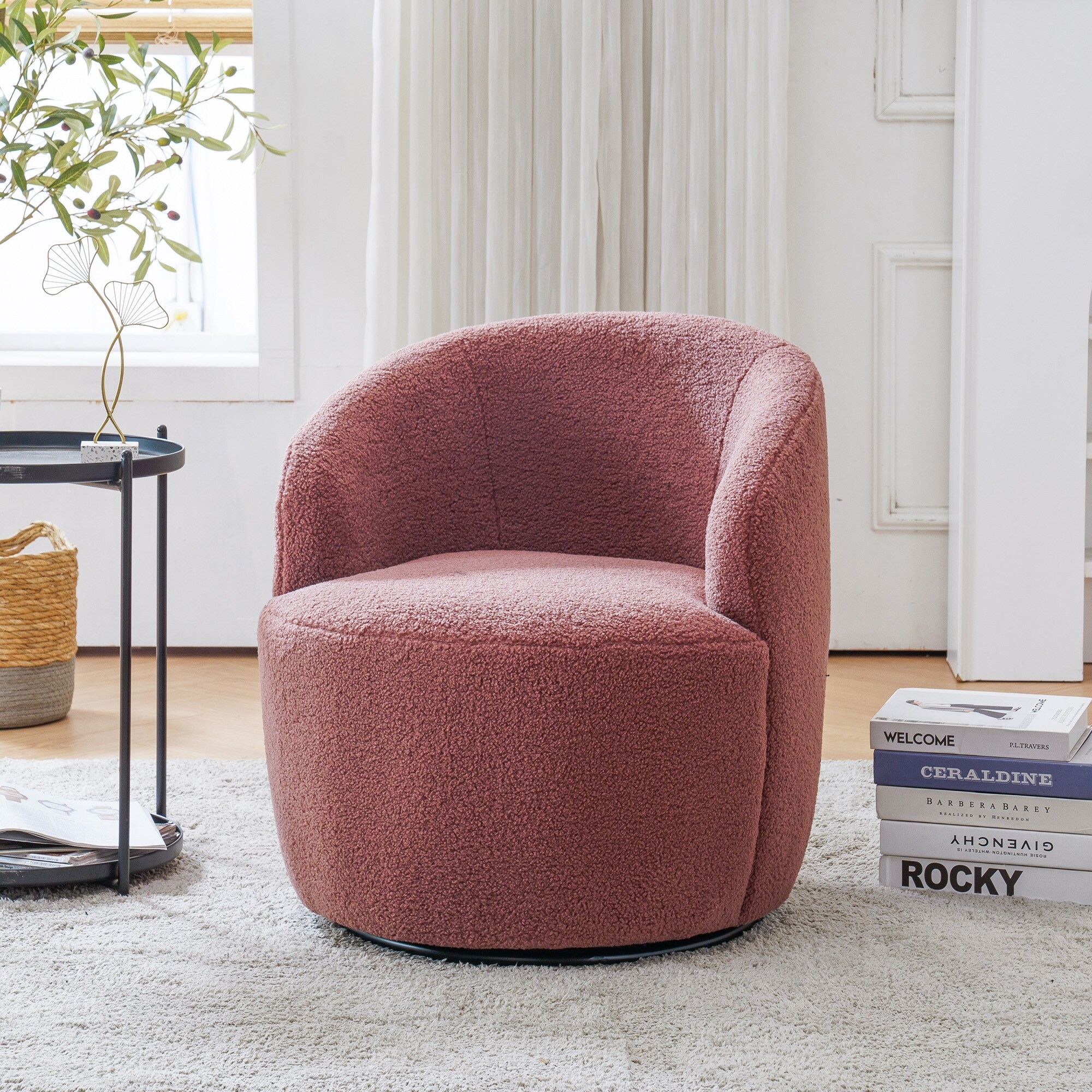 Teddy Fabric Upholstery Barrel Chair Swivel Chair