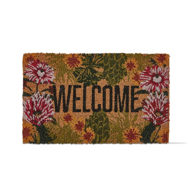 Welcome Sentiment Floral Eden Garden Coir Mat Rectangle Indoor Outdoor Coir Door Welcome Mat Brown Background