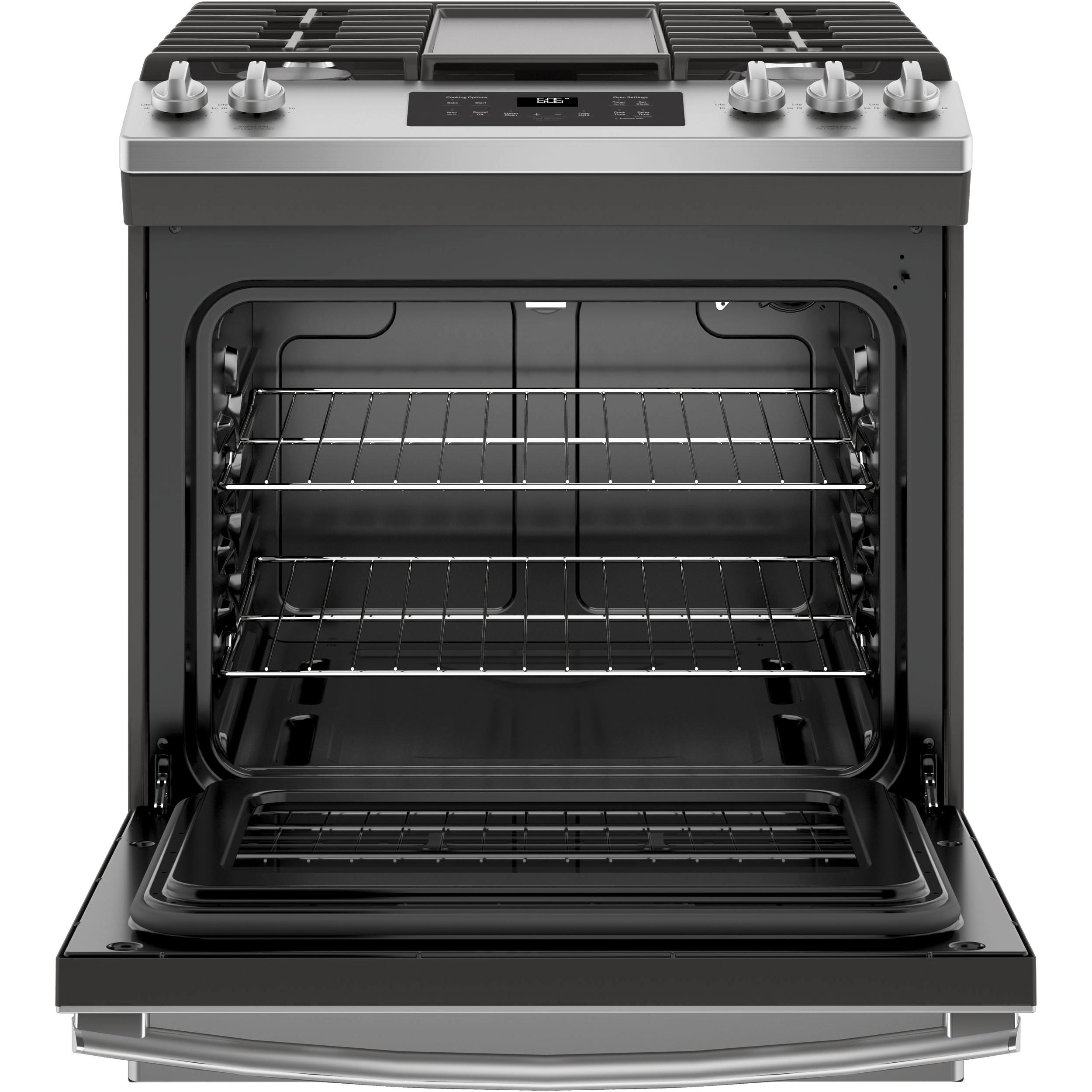 GE 30-inch Slide-in Gas Range with Steam Clean Oven JCGSS66SELSS