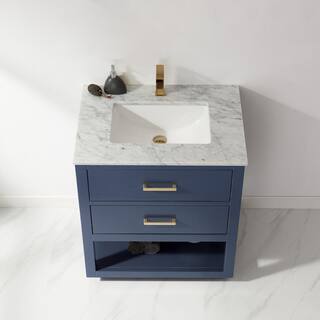 Altair Remi 30 in. Bath Vanity in Royal Blue with Carrara Marble Vanity Top in White with White Basin 532030-RB-CA-NM