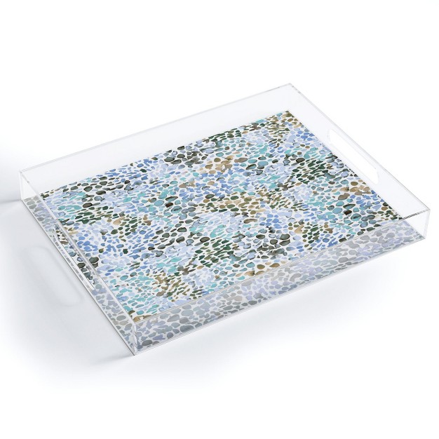 Ninola Design Blue Speckled Painting Watercolor Stains Acrylic Tray Deny Designs