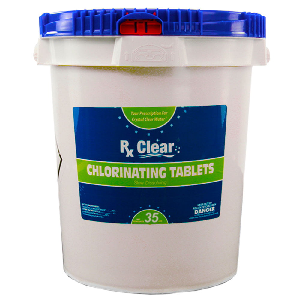 Rx Clear 3" Stabilized Chlorine Tablets for Swimming Pool | 35 lbs