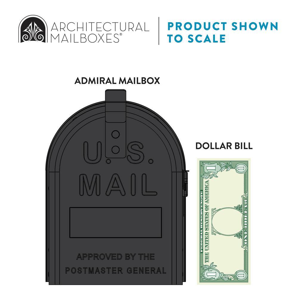 Architectural Mailboxes Admiral Textured Black Medium Aluminum Post Mount Mailbox ADM11BAM