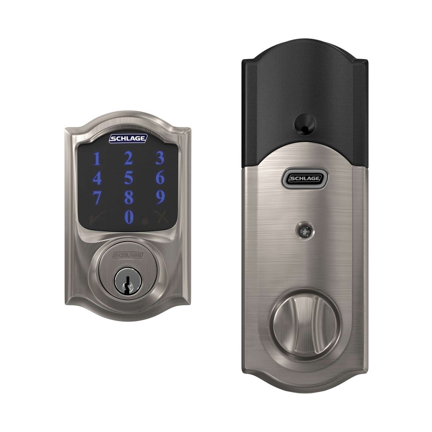 Schlage Satin Nickel Zinc Deadbolt w/Alarm