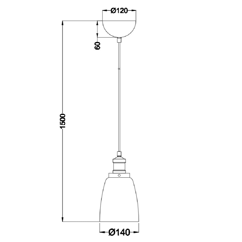 Britalia BR30741007 Matt Nickel Chrome & Clear Glass Vintage Bell Pendant Light 14cm