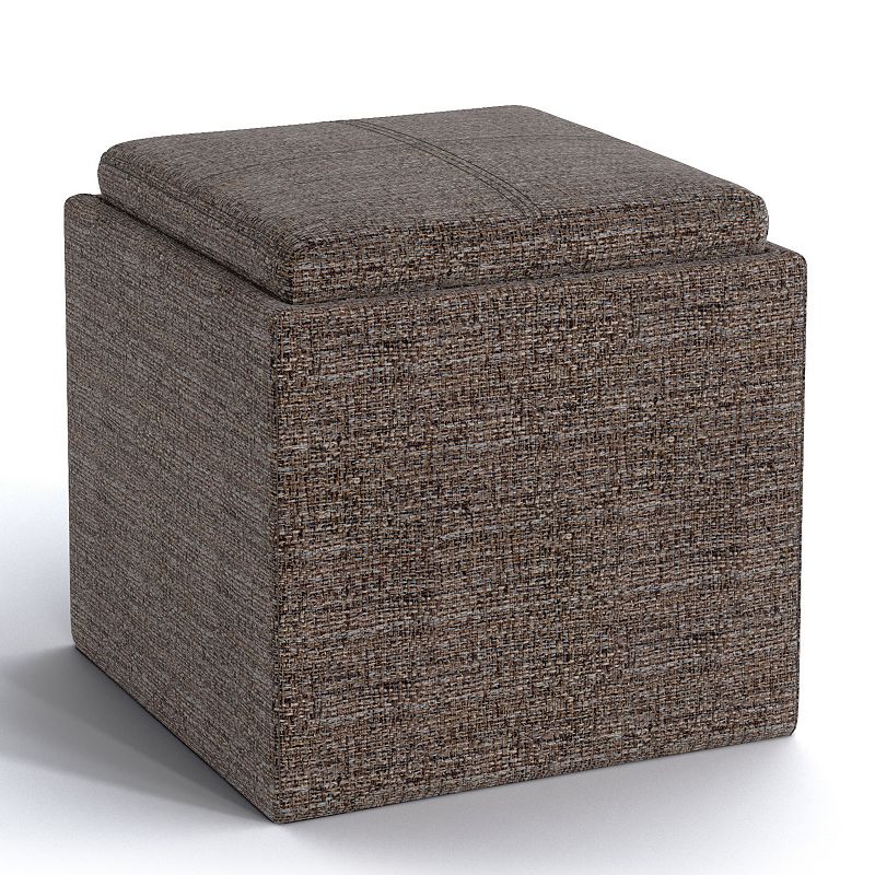 Simpli Home Rockwood Square Cube Storage Ottoman