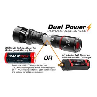 Smartech Products 1000 Lumens Dual Powered Rechargeable LED Flashlight and 2600 mAh Power Bank HSR-1000