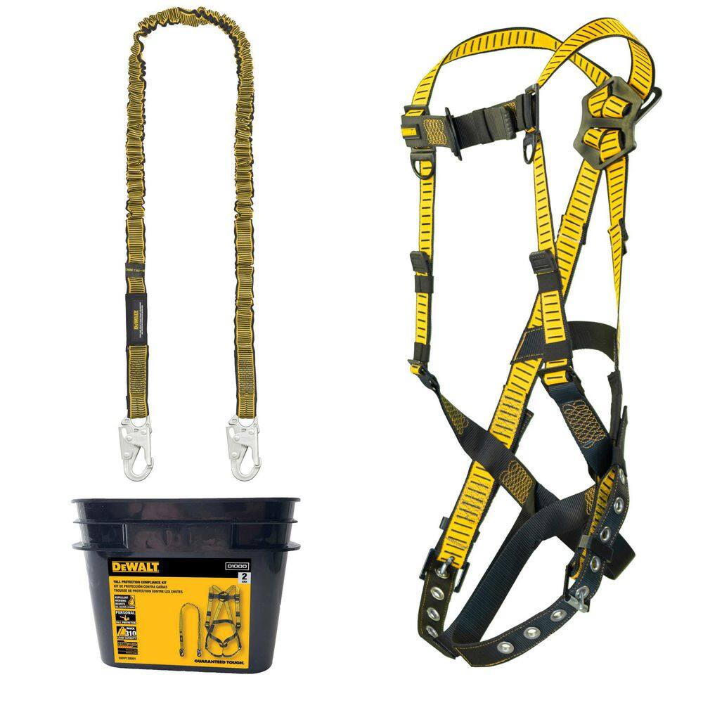 DW Fall Protection Compliance Kit with D1000 Harness 5 Point Adjustment with Pass-Thru Chest and Tongue Buckle Legs DXFP120001