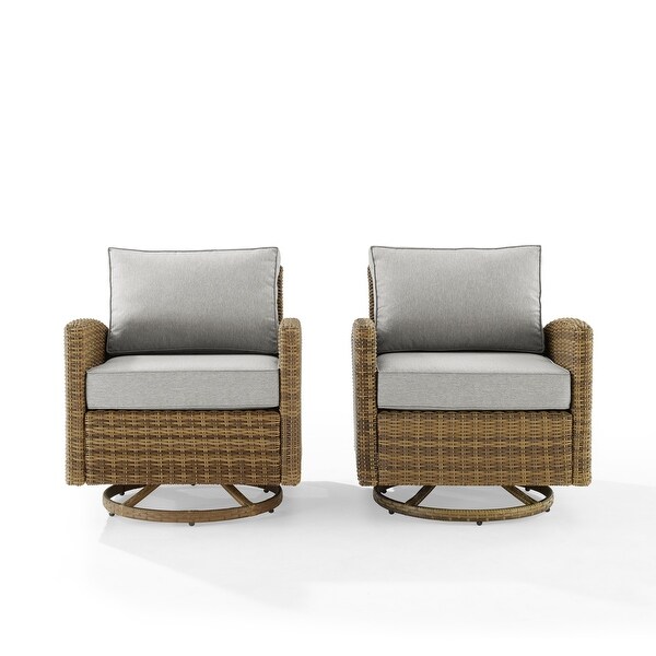 Crosley Bradenton 2Pc Outdoor Wicker Swivel Rocker Chair Set