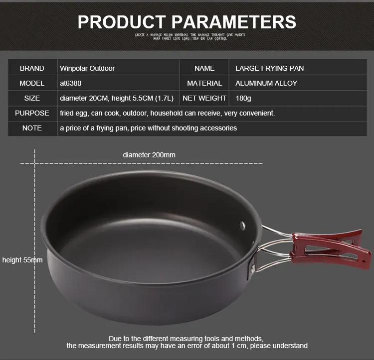 Winpolar Environmentally friendly portable 1 2 people outdoor products camping set pot hard alumina non stick pot