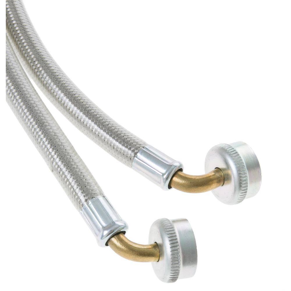 GE 4 ft. Universal Stainless Steel Washer Hoses with 90 degree Elbow (2-Pack) PM14X10008