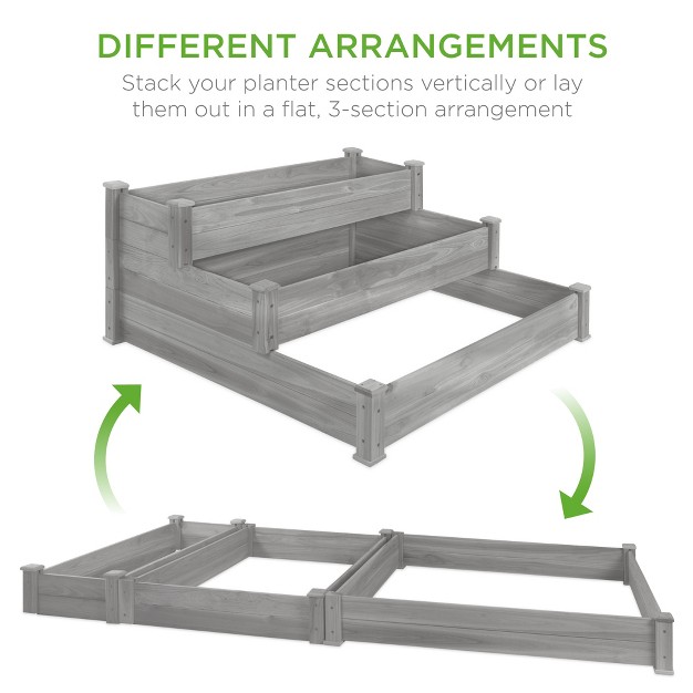 Best Choice Products 3-tier Fir Wood Raised Garden Bed Planter For Plants， Vegetables， Outdoor Gardening