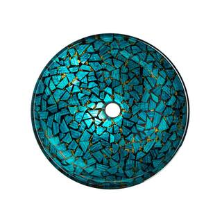 Eden Bath Mosaic Glass Round Vessel Sink in Blue and Gold EB_GS60