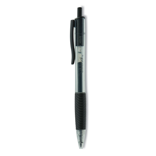 Universal Comfort Grip Retractable Gel Pen， 0.7mm， Black Ink， Smoke Barrel， Dozen (39912)