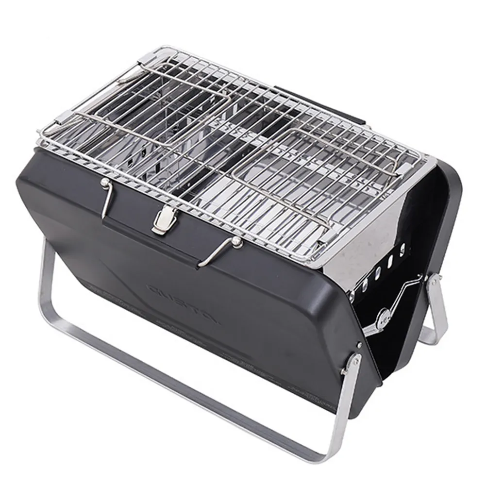 Custom Outdoor Mini Barbecue  Grill Portable Briefcase Style Camping Folding Charcoal Bbq Grill/