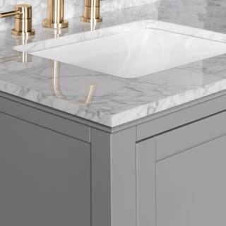 Home Decorators Collection Grayson 37 in. W x 22. D x 35. H Vanity in Storm Grey with White Marble Vanity Top 20305-VS37C-ST