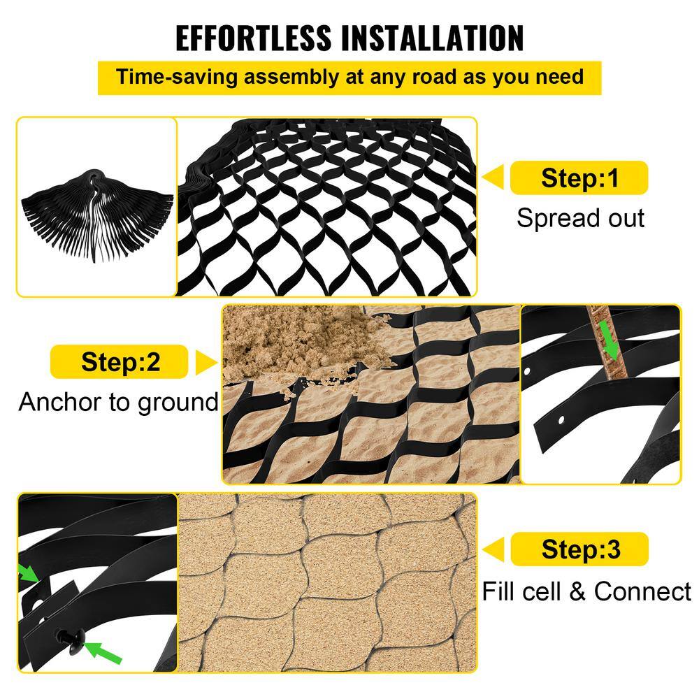 VEVOR Ground Grid 1885 lb. per sq. ft. Load Weed Barrier 2 in. Depth Patio Pavers 27 x 4 ft. Ground Stabilization Grid for DIY TGG27X4FTX2INYHLDV0