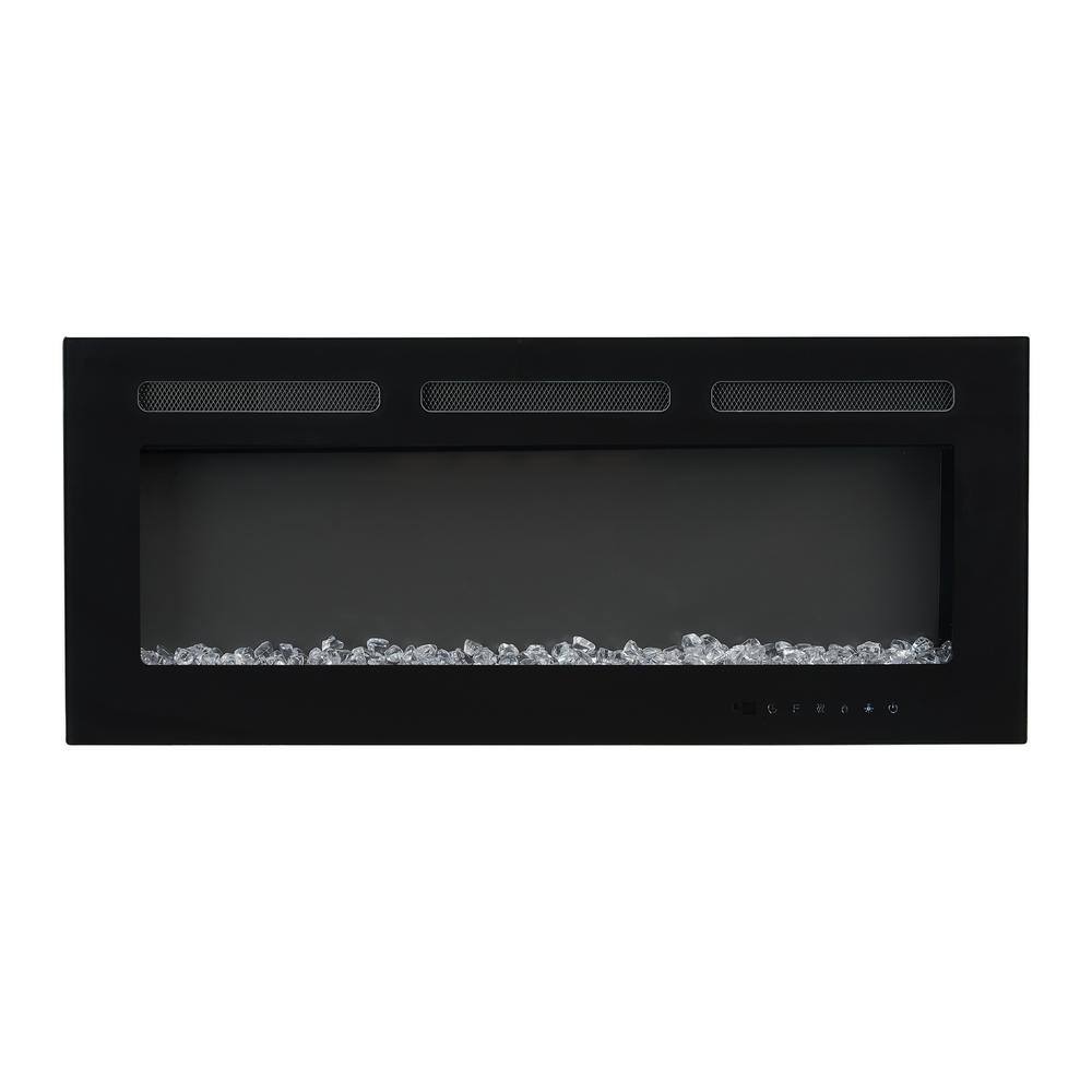 HOMESTOCK 40 in. Black Electric Fireplace Wall Mounted Fireplace LED with 12 Colors Touch Screen Remote Logset and Crystal Stones 89430HD