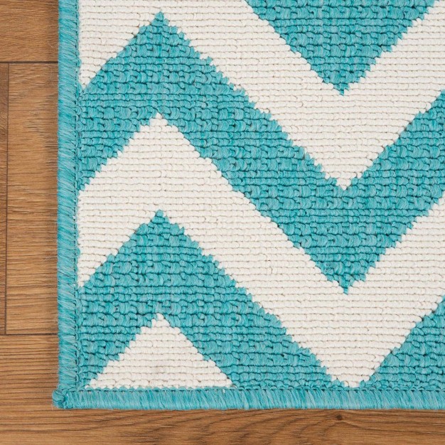 Classic Chevron Zig zag Coastal Indoor Outdoor Runner Or Area Rug By Blue Nile Mills