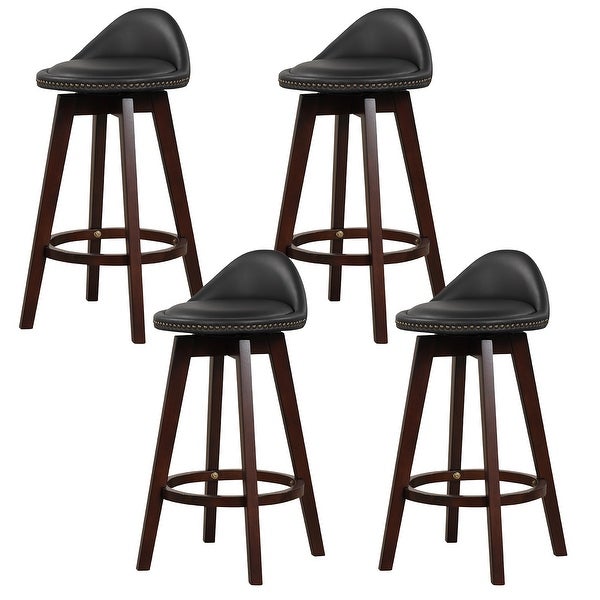 Gymax Set of 4 Swivel Bar Stools 29'' Bar Height Stools w/ PVC Leather