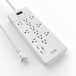 ProMounts 12 Outlet and 2 USB Surge Protector Power Strip with Flat Plug and 6 Ft. Cable ETL Certified PSS122