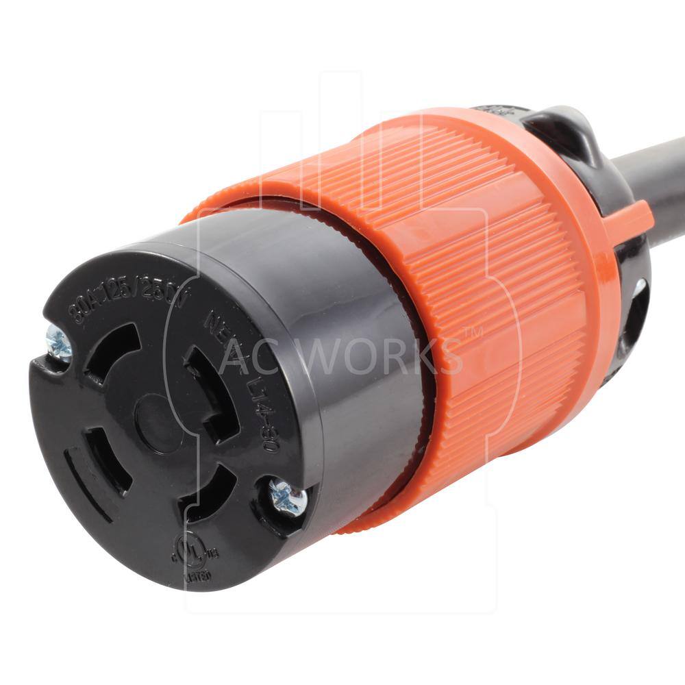 AC WORKS 50 ft. 104 SOOW NEMA L14-30 125-Volt250-Volt 30 Amp Generator Rubber Extension Cord L1430PR-050E