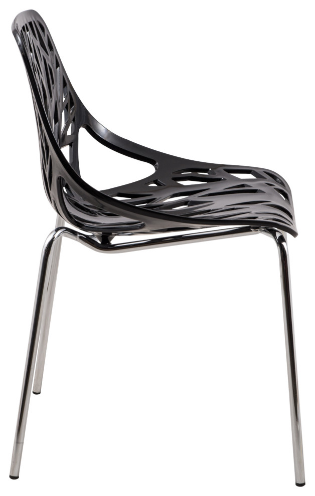 LeisureMod Modern Asbury Dining Chair With Chromed Legs  Set of 4 Black   Contemporary   Dining Chairs   by Uber Bazaar  Houzz