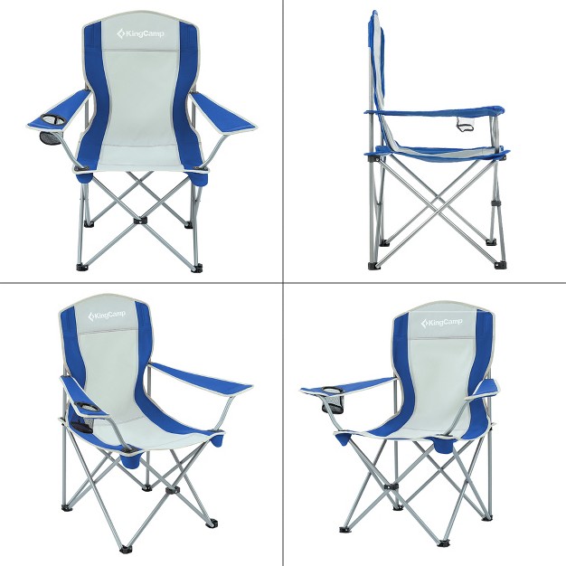 Kingcamp Lightweight Folding Outdoor Lounge Chair With Cupholder And Adjustable Armrests For Camping Sporting Events Or Tailgating