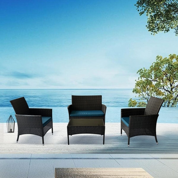 4 Piece Outdoor Patio Conversation Furniture