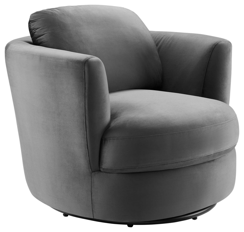 Soma Velvet Swivel Armchair   Transitional   Armchairs And Accent Chairs   by Advanced Interior Designs  Houzz