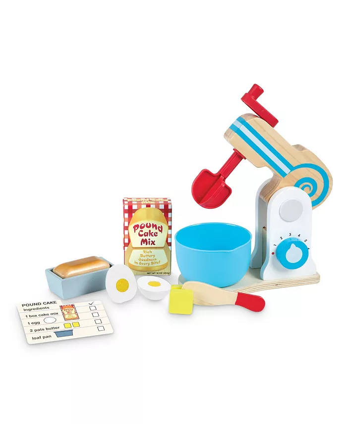 Melissa and Doug Melissa and Doug Wooden Make-a-Cake Mixer Set (11 pcs) - Play Food and Kitchen Accessories