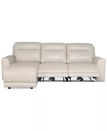 Macy's CLOSEOUT! Blairemoore 3-Pc. Leather Sofa with Power Chaise and 2 Power Recliners