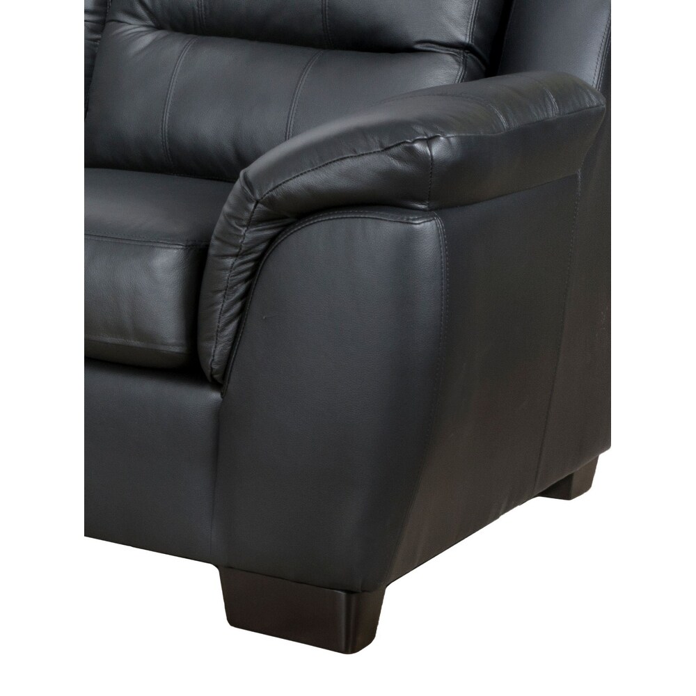 Bastrop Genuine Leather Sofa  Loveseat and Chair Set   Black